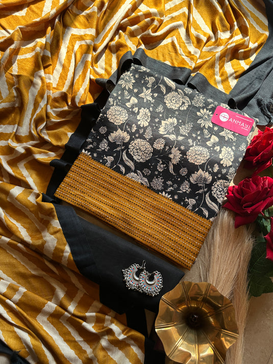 Phulwari Kantha border pure pashmina suit set