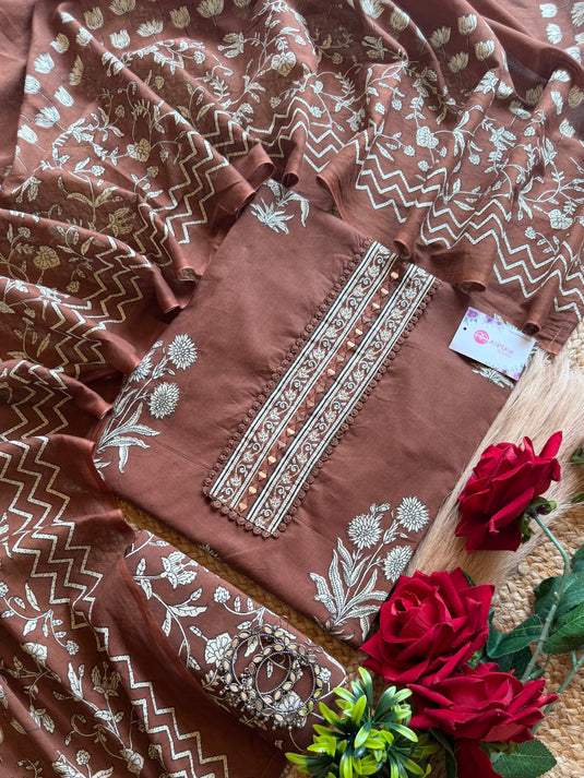 Block pot print Cambric cotton suit set