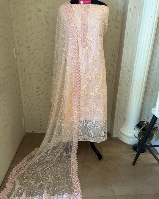 Crochet super net organza pastel suit set