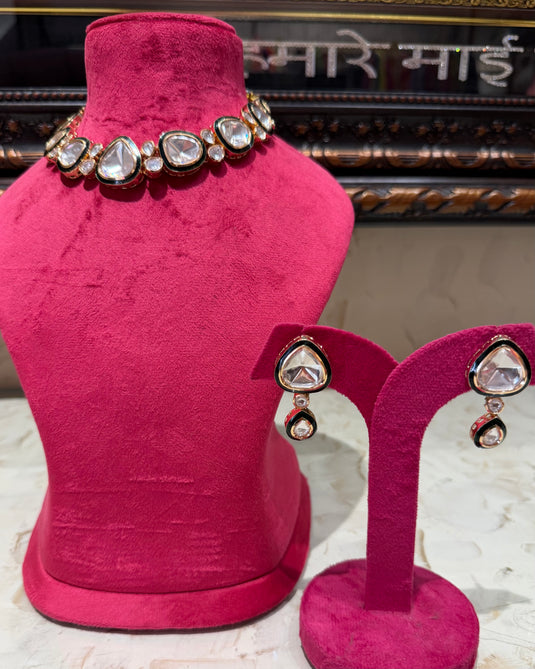 Ameen kundan emerald choker set