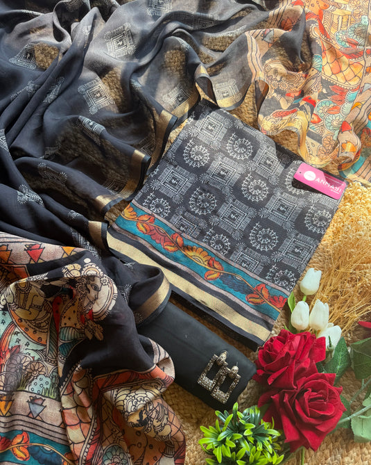 Cotton Chanderi traditional print suit set