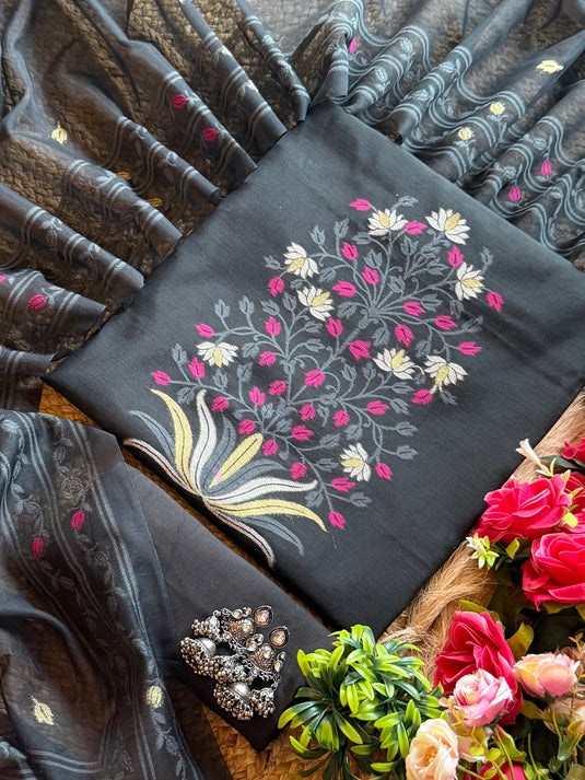 Jamdani Guldasta cotton silk suit set