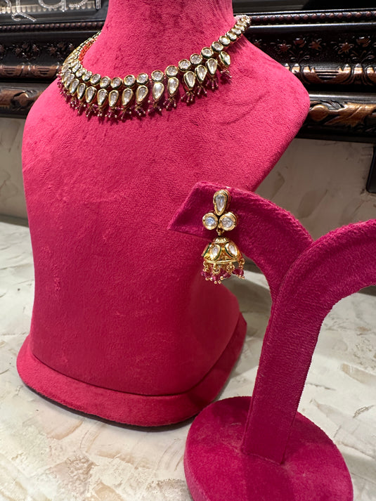 Ruby pearls choker set