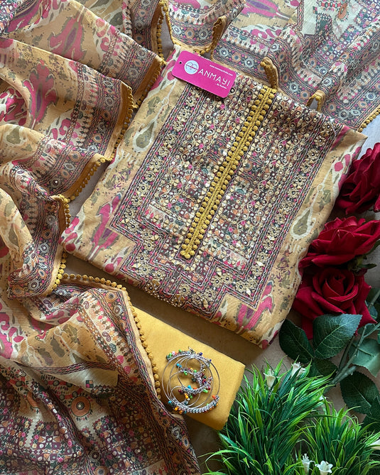 Chanderi cotton patola print suit set