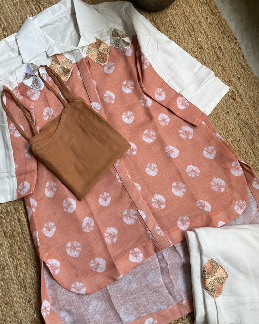 Linen batik patch work combination coord set