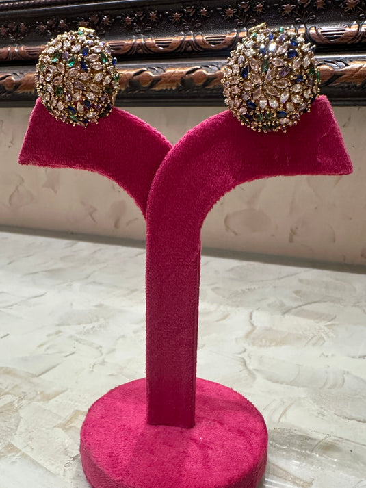 Spherical stone earrings
