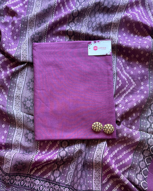 All over linen suit with Bandhani print dupatta