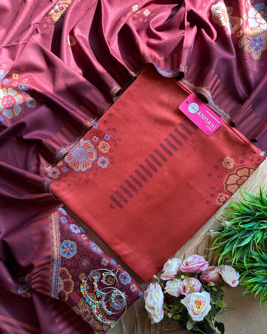 Combination floral Jamawar suit set
