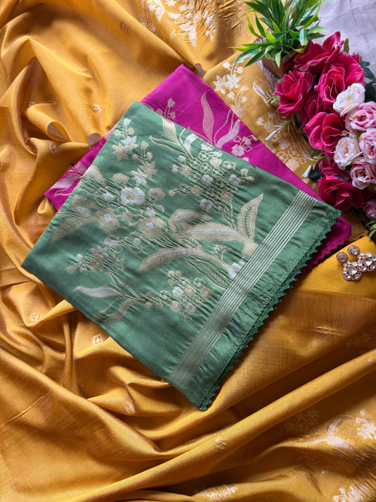 Jungle leaf Jamdani silk suit set