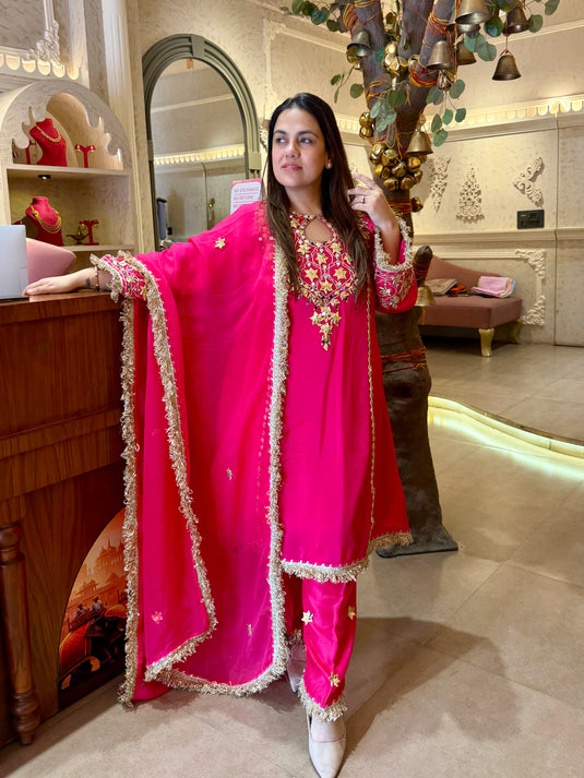 Gulabo golden gotta ready to wear work suit set with fringe lace details