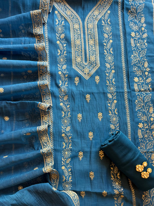 Sitara phool Intricate Dori work Mul cotton suit set