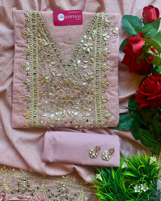 Gotta work u neck pure mul cotton suit set