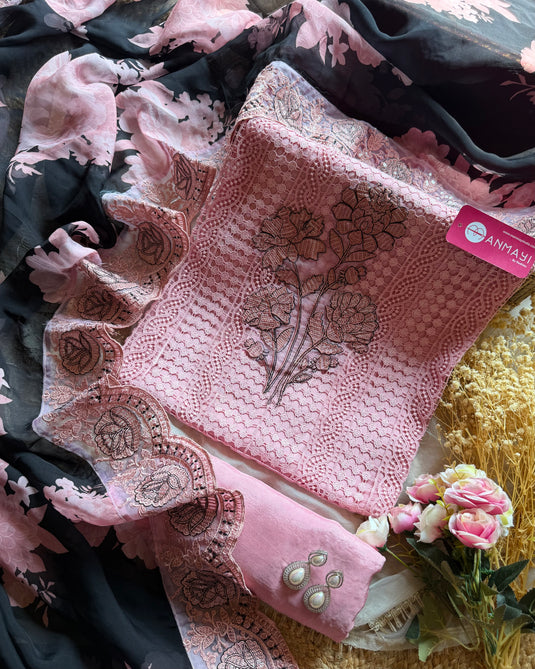 Pakistani Crochet front pure Georgette suit set