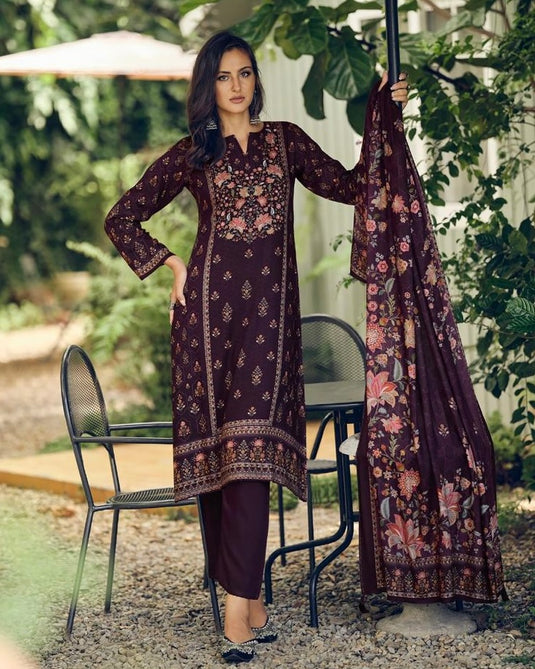 Viscose pashmina digital print shawl suit set