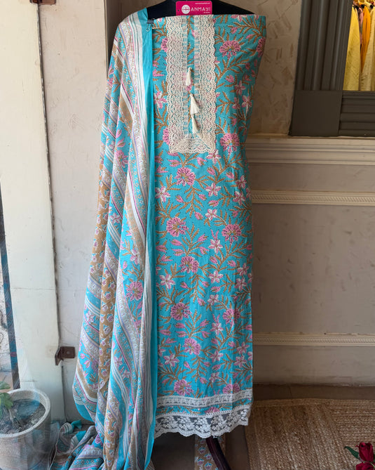 Fairy tassel print Cambric cotton suit set