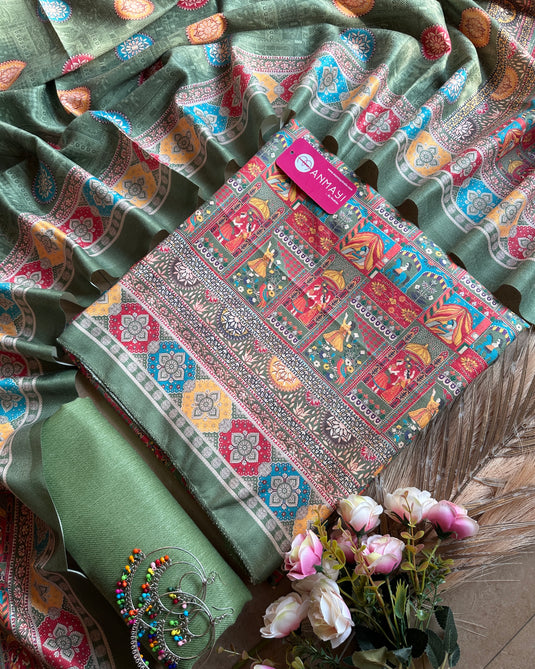 Persian print spun pashmina suit set