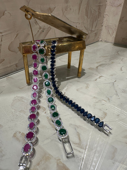 Coloured stone bracelets