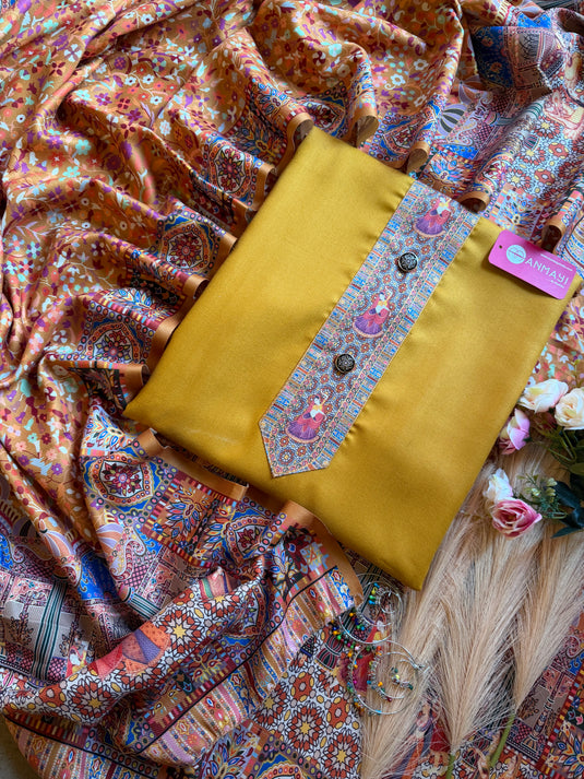 Indian digital art shawl with all over spun suit