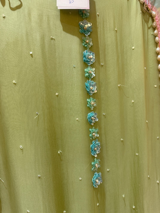 Article 25 lime green neon embroidered suit