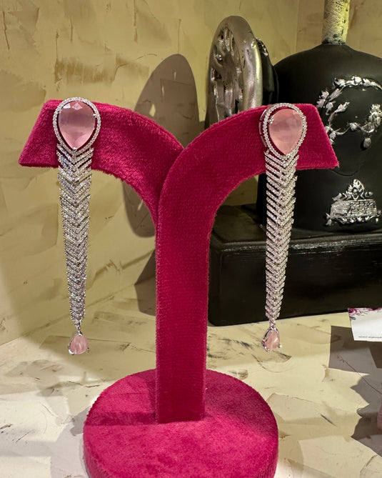 Leaf drop diamond earrings