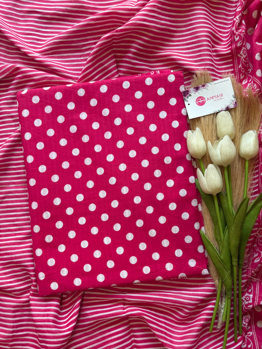 Polka dots and stripes soft Cambric cotton suit set