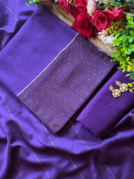 Seaquins layer and Tassels Chanderi silk suit set