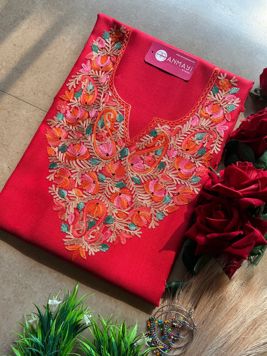Bright aari work Kashmiri coord sets (Unstitched)