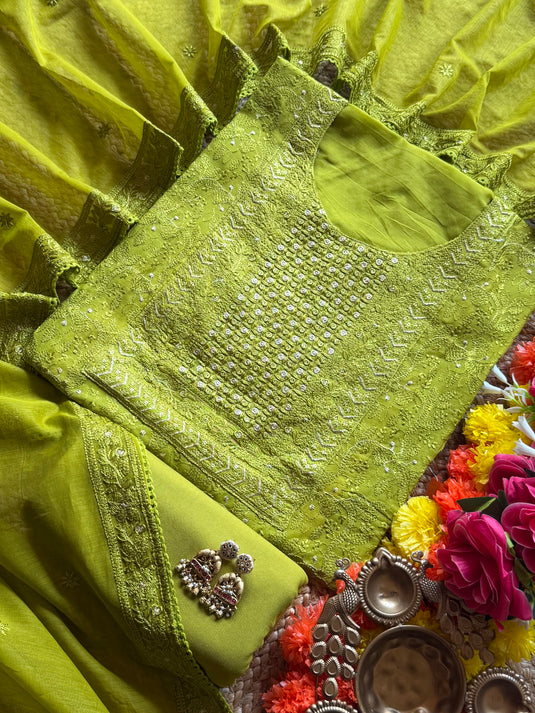 Jaal Dori work festive colour suit set