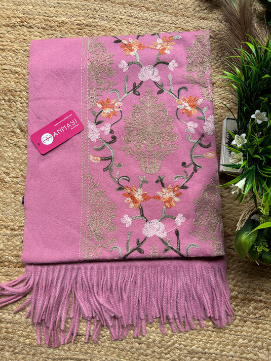 Aari work embroidered soft woollen stoles