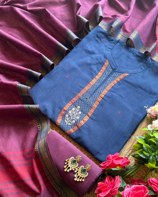 Combination pure handloom cotton suit set