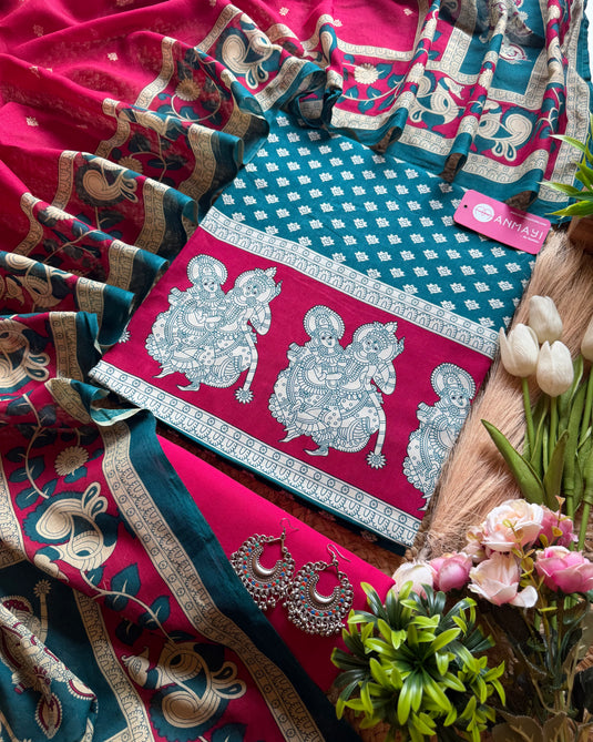 Goddess print Cambric cotton suit set