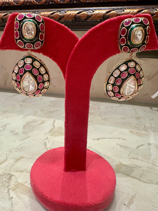 Meenakari pan hanging earrings