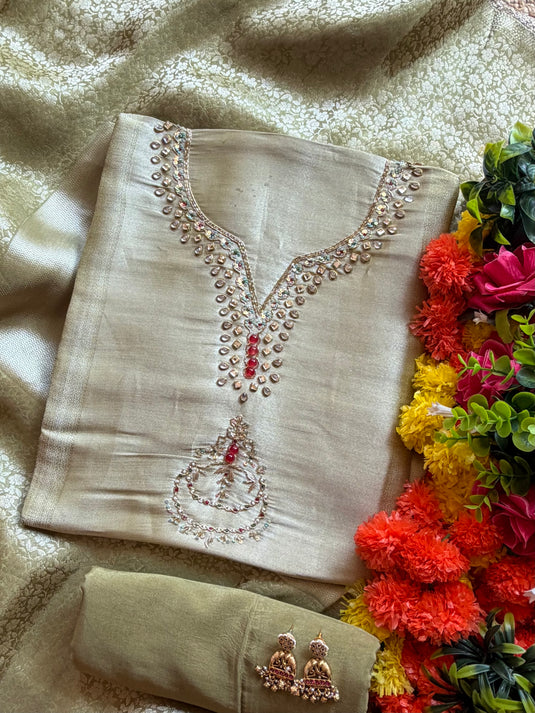 Kanjivaram Kundan work suit set