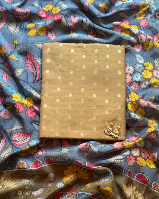 Mul Banarasi festive suits with kalamkari dupatta