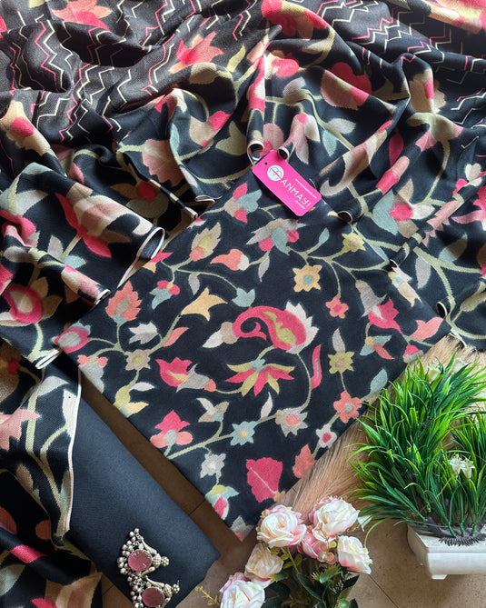 Printed kani spun suit set