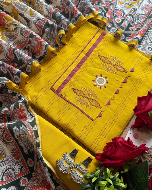 Ancient weave handloom cotton suit set