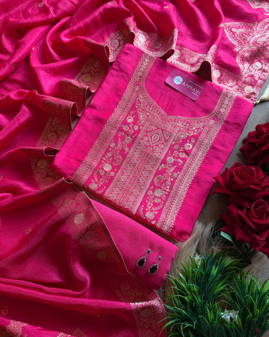 Dolla silk festive banarasi jacquard suit set