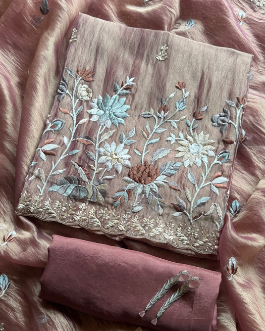 Crushed tissue Parsi work suit set