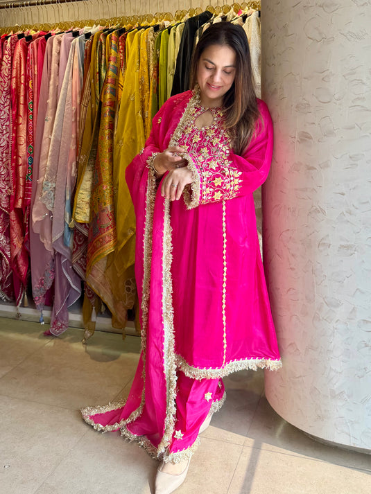 Gulabo golden gotta ready to wear work suit set with fringe lace details