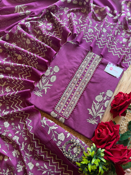 Block pot print Cambric cotton suit set