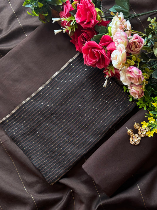 Seaquins layer and Tassels Chanderi silk suit set