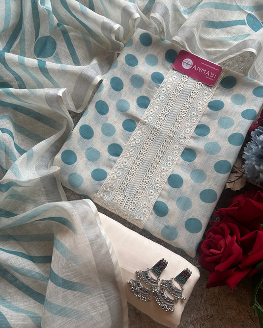 Coloured polka dots linen cotton suit set