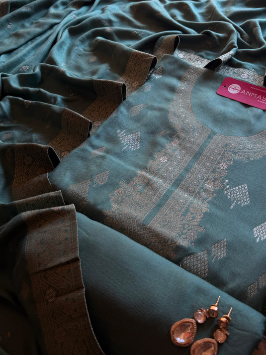 Banarasi Pashmina pine tree work suit set