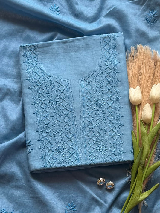 Bakhiya chikankari pure mul suit set