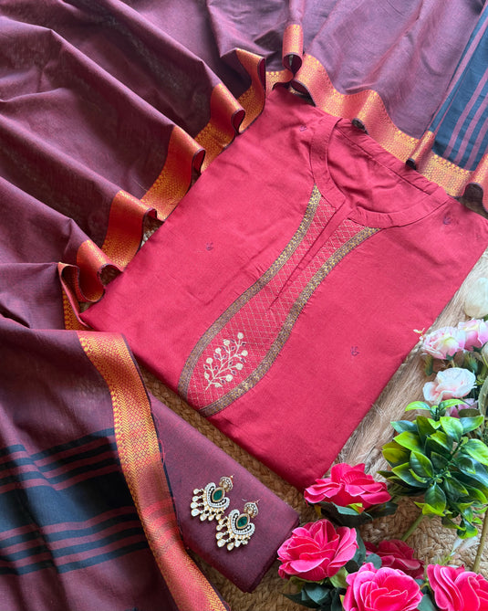Combination pure handloom cotton suit set