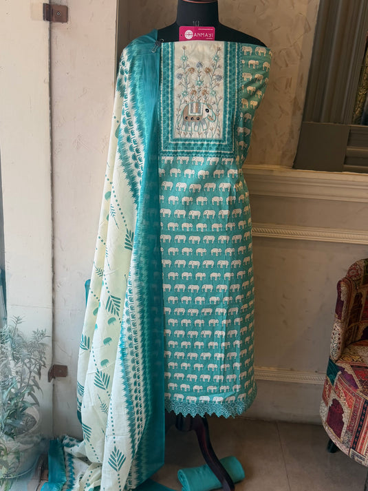 Gaja print cambric cotton suit set