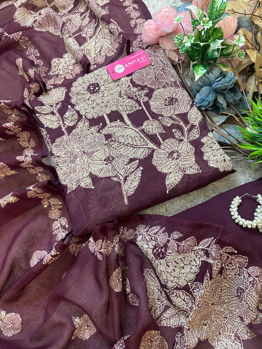 Flower bank pure linen highlighted suit set