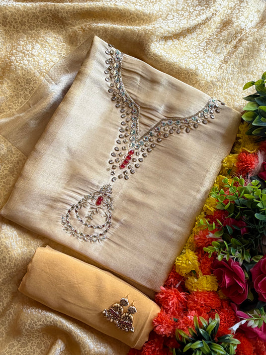 Kanjivaram Kundan work suit set