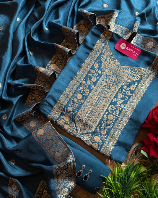 Dolla silk festive banarasi jacquard suit set