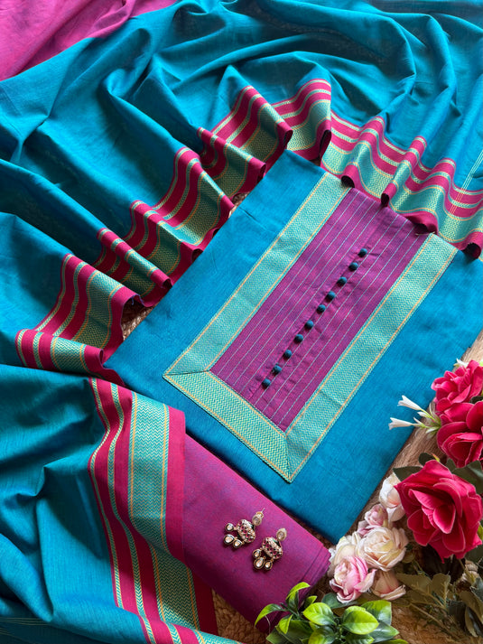 South Cotton Handloom potli neck suit set